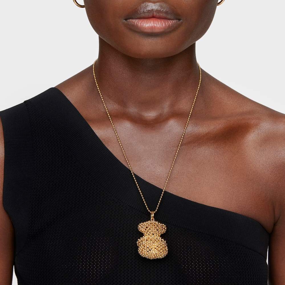 Duży teksturowany wisiorek w kształcie misia, ze srebra pokrytego 18-karatowym złotem Bold Bear