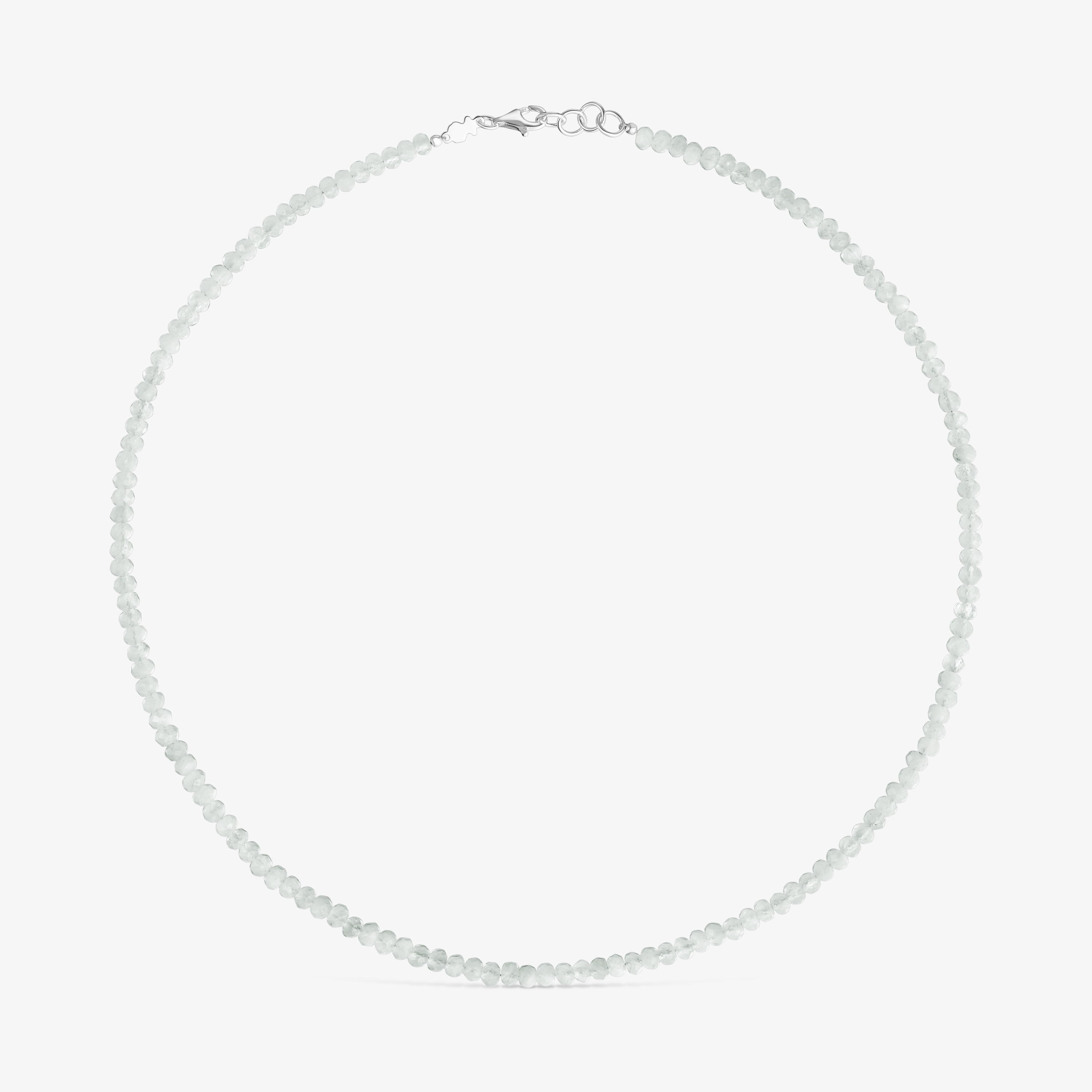 Short silver Necklace with moonstone Basic Colors
