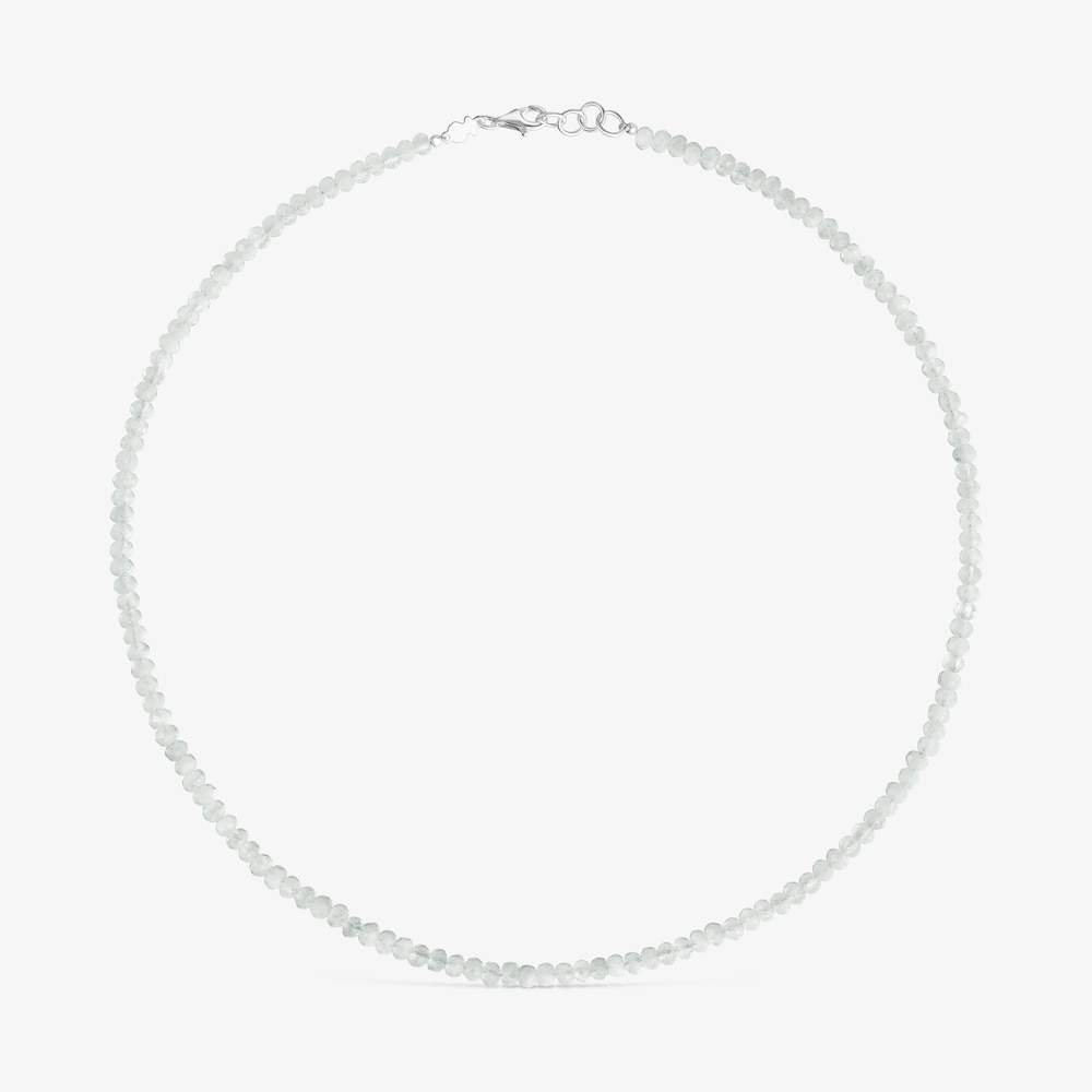 Short silver Necklace with moonstone Basic Colors