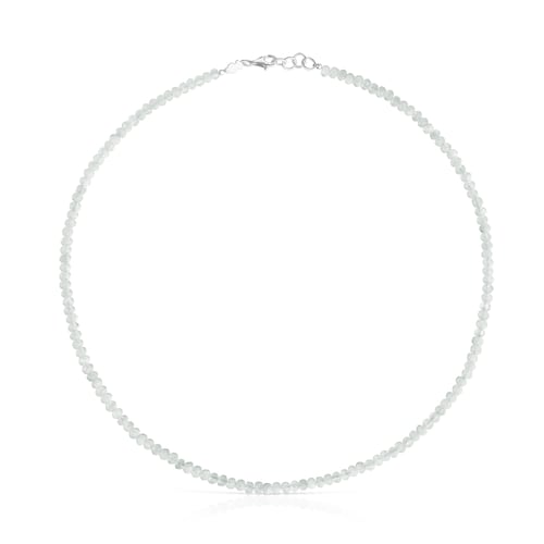Short silver Necklace with moonstone Basic Colors