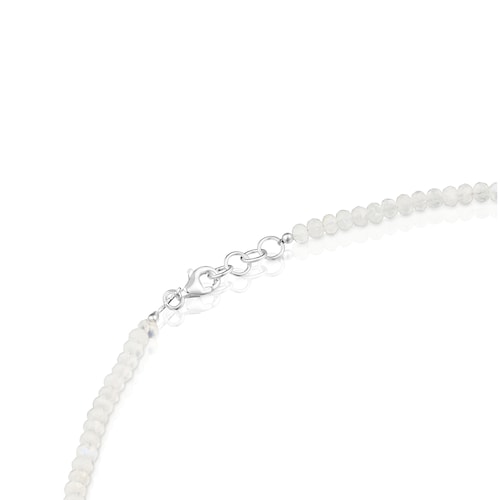 Short silver Necklace with moonstone Basic Colors