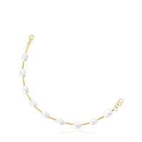 Pulsera tubo con baño de oro de 18 kt sobre plata y perlas cultivadas Gloss