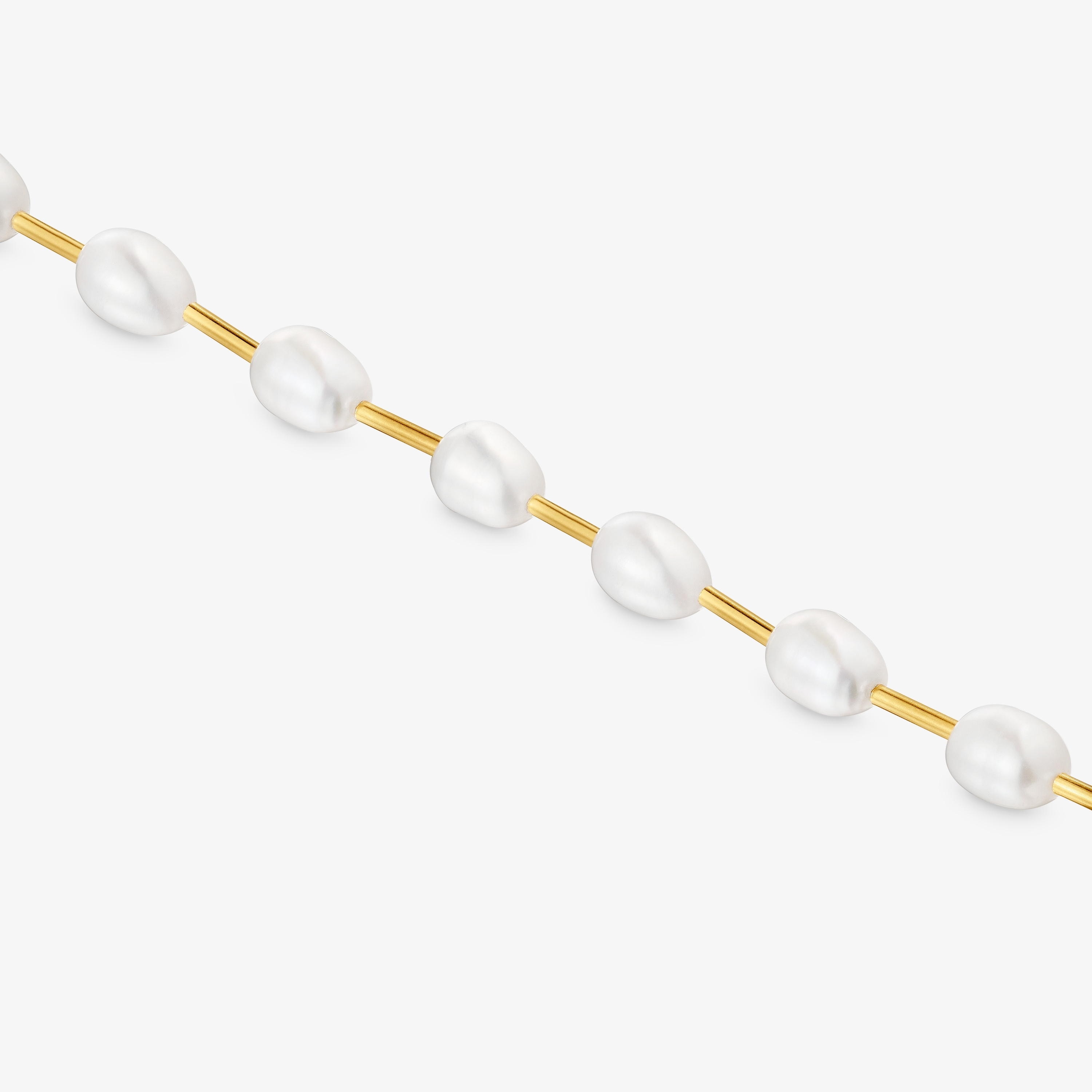 Tube Bracelet with 18K gold vermeil and cultured pearls Gloss