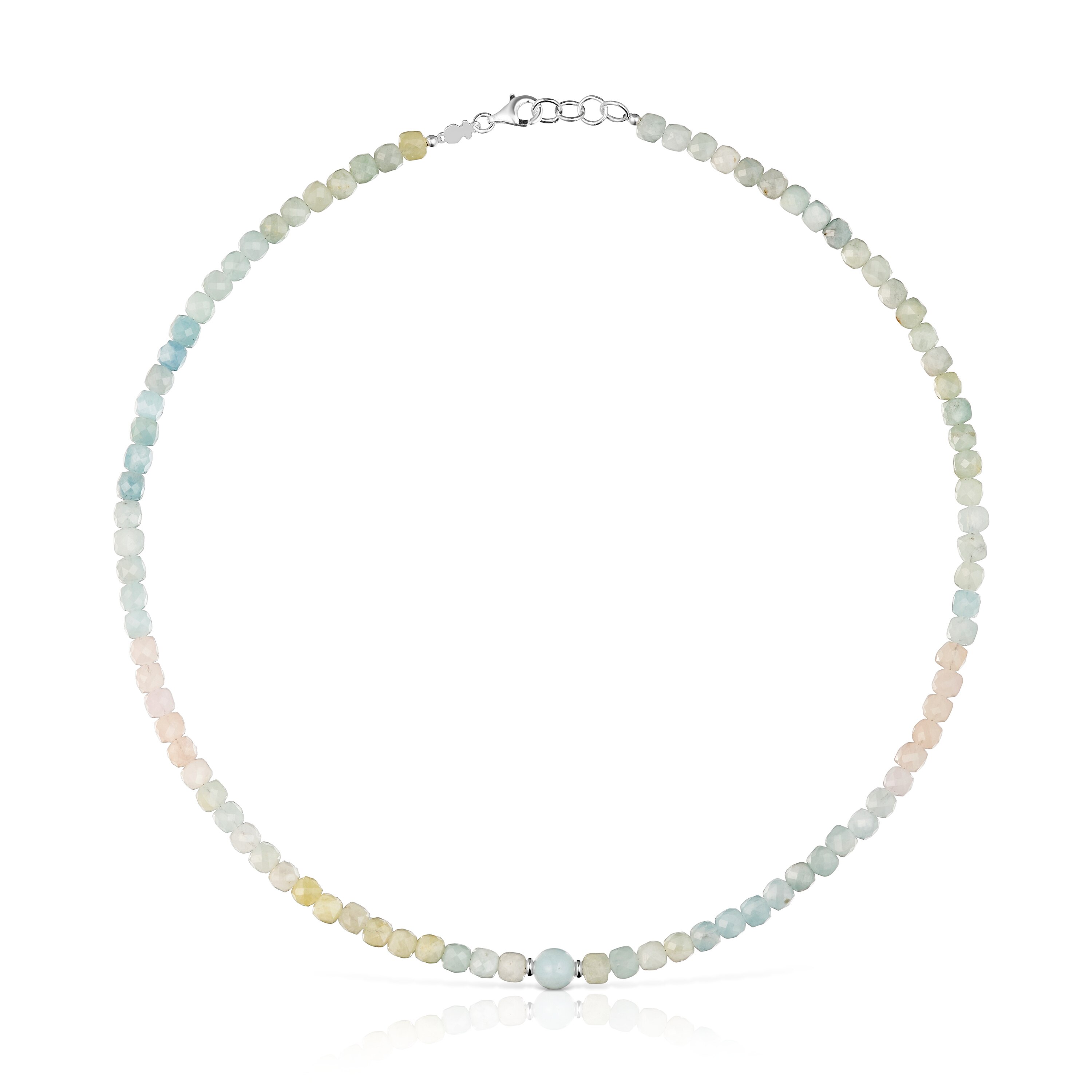 Short silver Necklace with multicolored beryllium Basic Colors