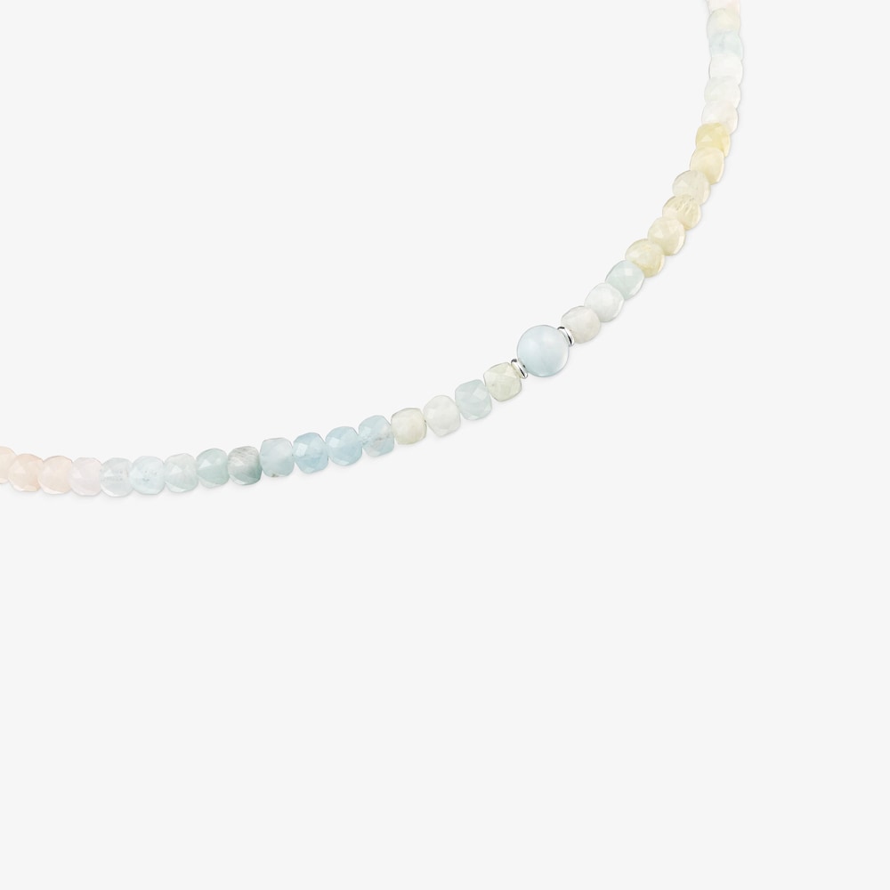 Short silver Necklace with multicolored beryllium Basic Colors