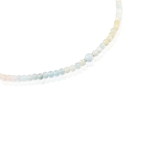 Short silver Necklace with multicolored beryllium Basic Colors