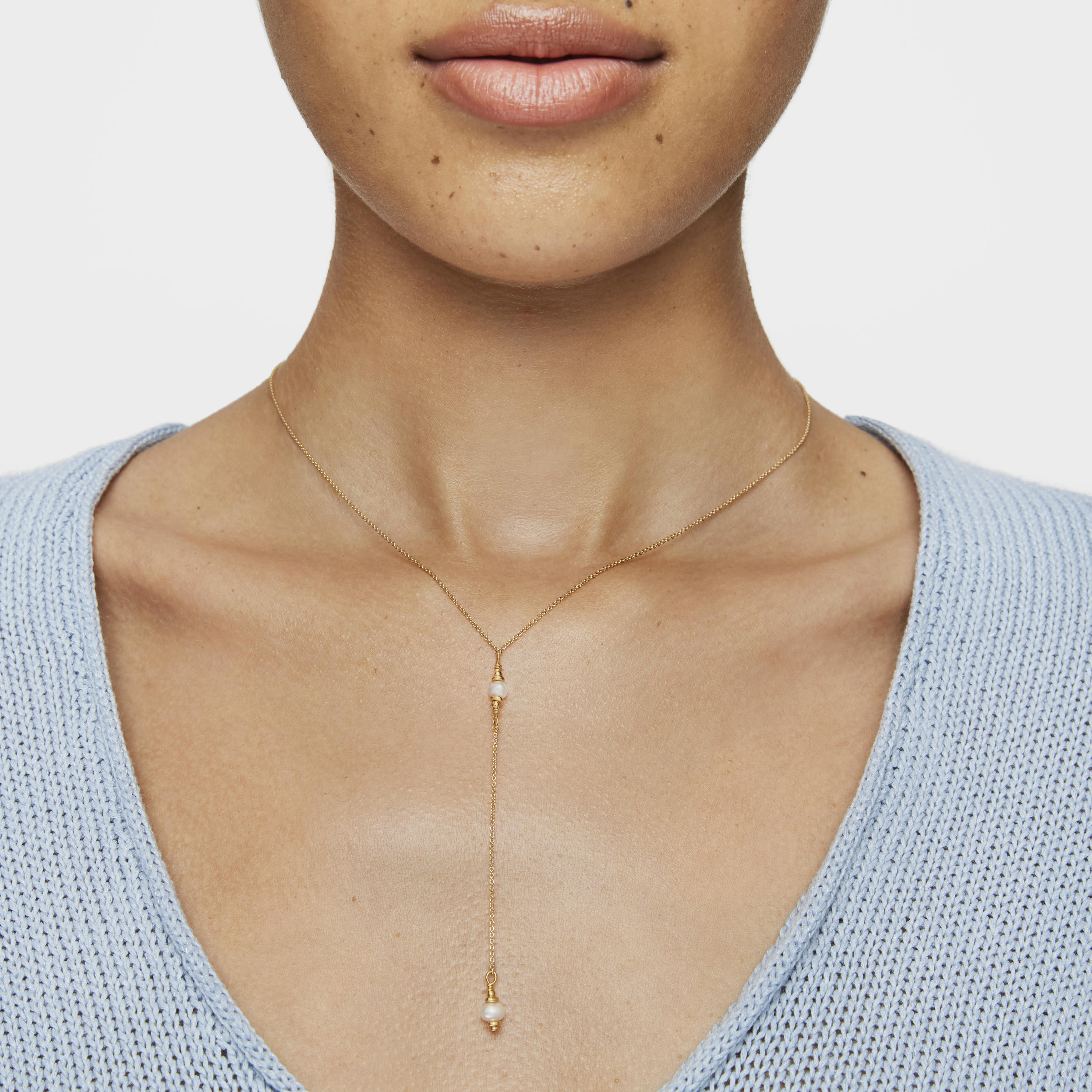 Strip Choker with 18K gold vermeil and cultured pearls Gloss