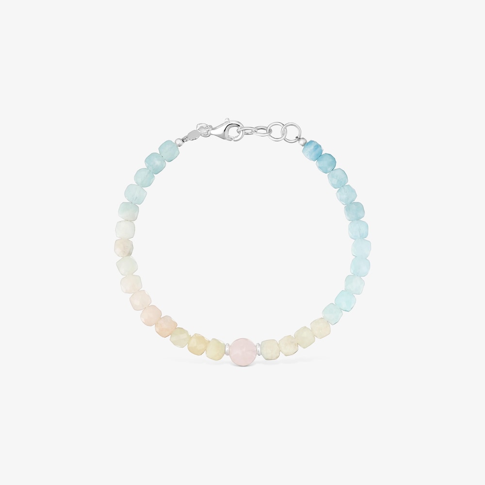 Bracciale con sfere in quarzo rosa e berillo multicolore Basic Colors