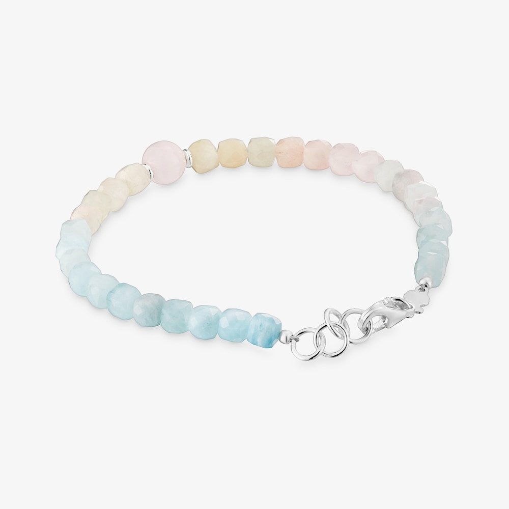 Bracciale con sfere in quarzo rosa e berillo multicolore Basic Colors