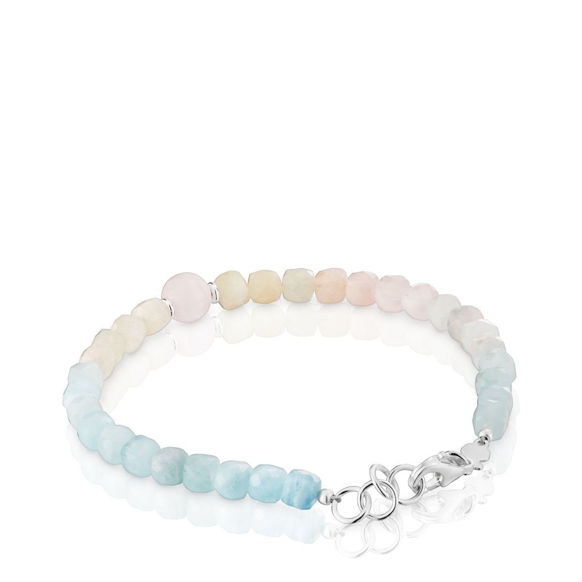 Rose quartz and multicolored beryllium ball Bracelet Basic Colors