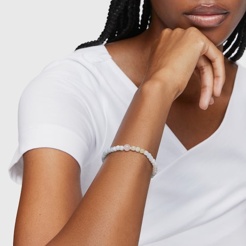 Rose quartz and multicolored beryllium ball Bracelet Basic Colors