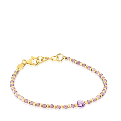 Ball Bracelet with 18kt gold plating over silver and amethyst Basic Colors