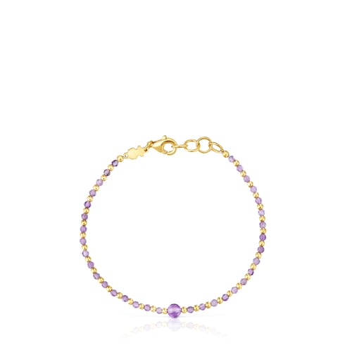 Ball Bracelet with 18kt gold plating over silver and amethyst Basic Colors