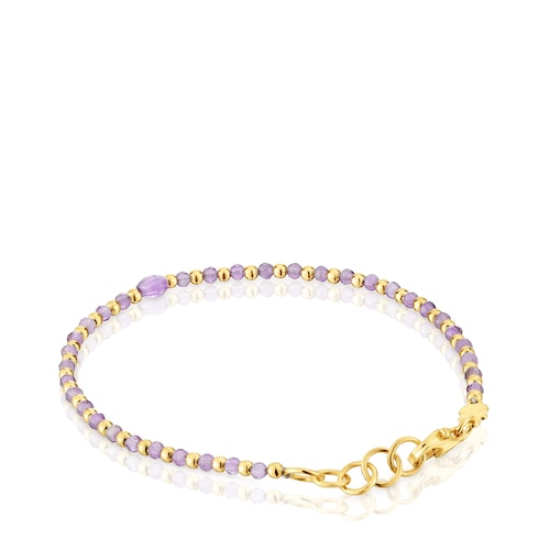 Ball Bracelet with 18kt gold plating over silver and amethyst Basic Colors
