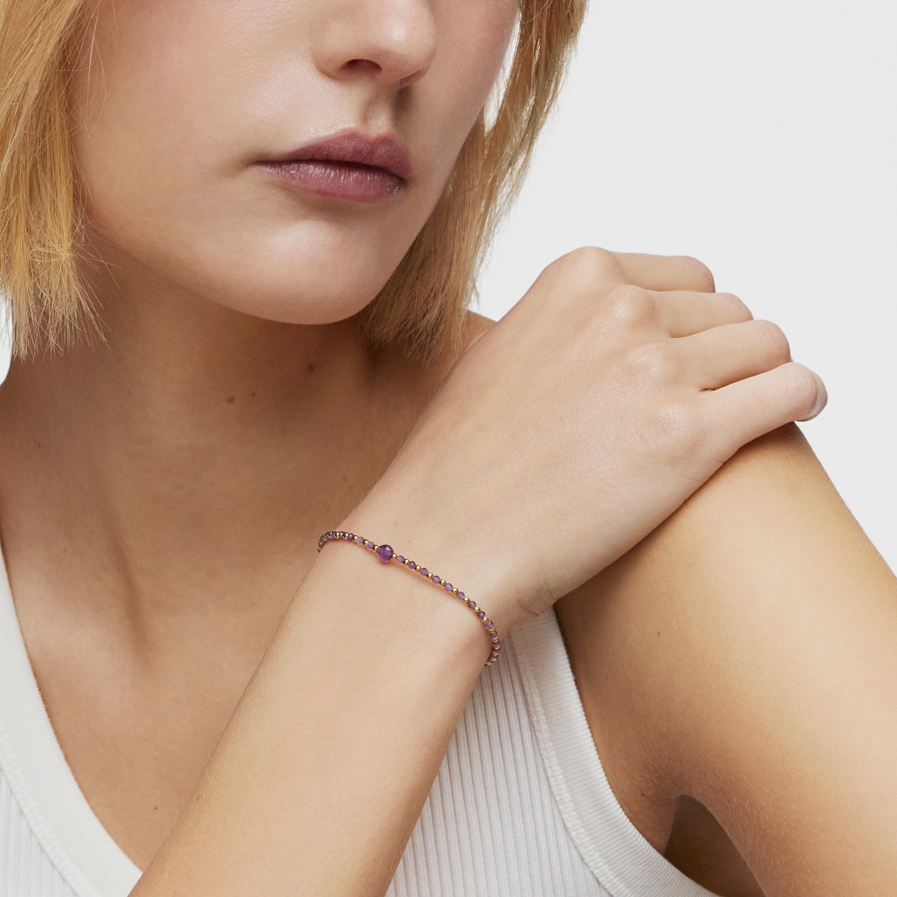 Ball Bracelet with 18K gold vermeil and amethyst Basic Colors