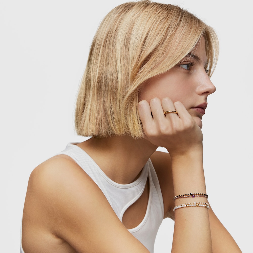 Ball Bracelet with 18 kt gold plating over silver and spinel Basic Colors