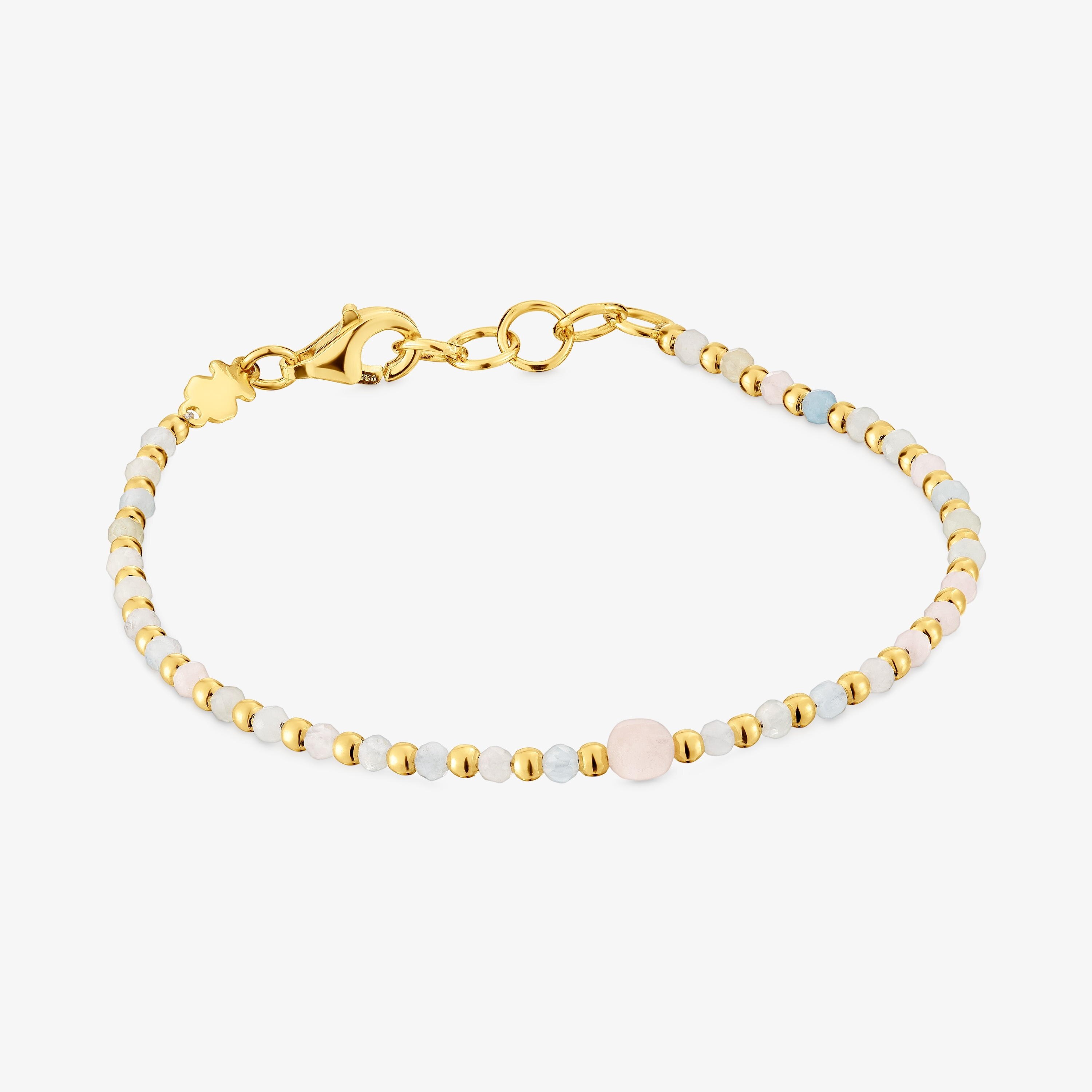 Ball Bracelet with 18K gold vermeil, beryllium and morganite Basic Colors