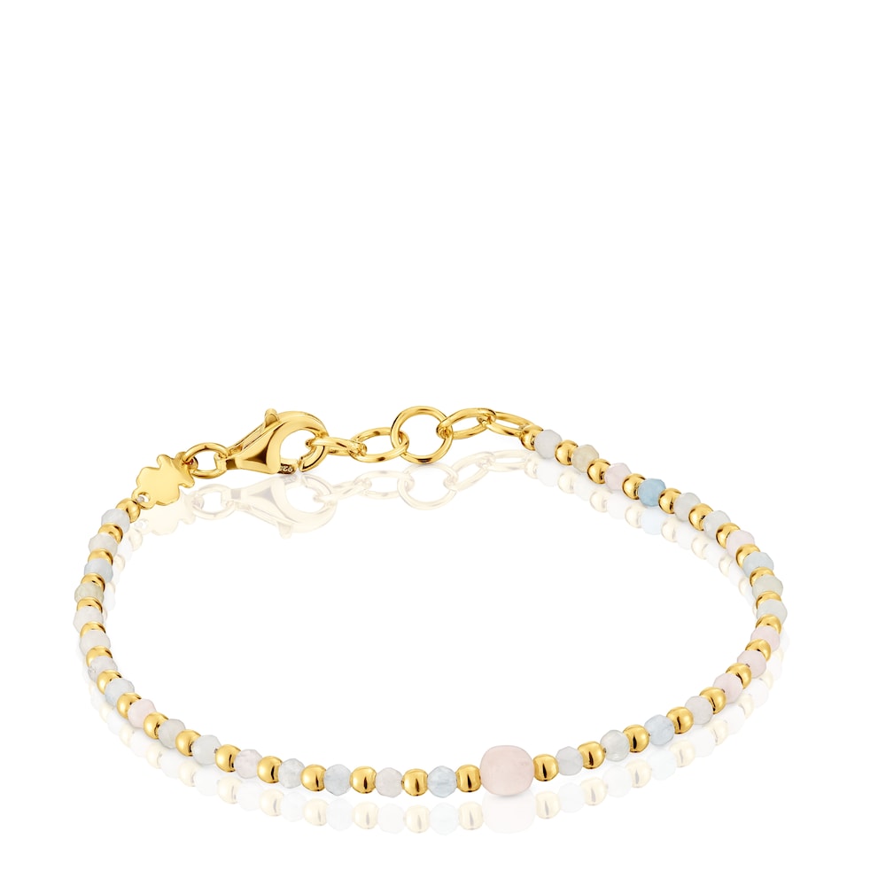 Ball Bracelet with 18kt gold plating over silver, beryllium and morganite Basic Colors