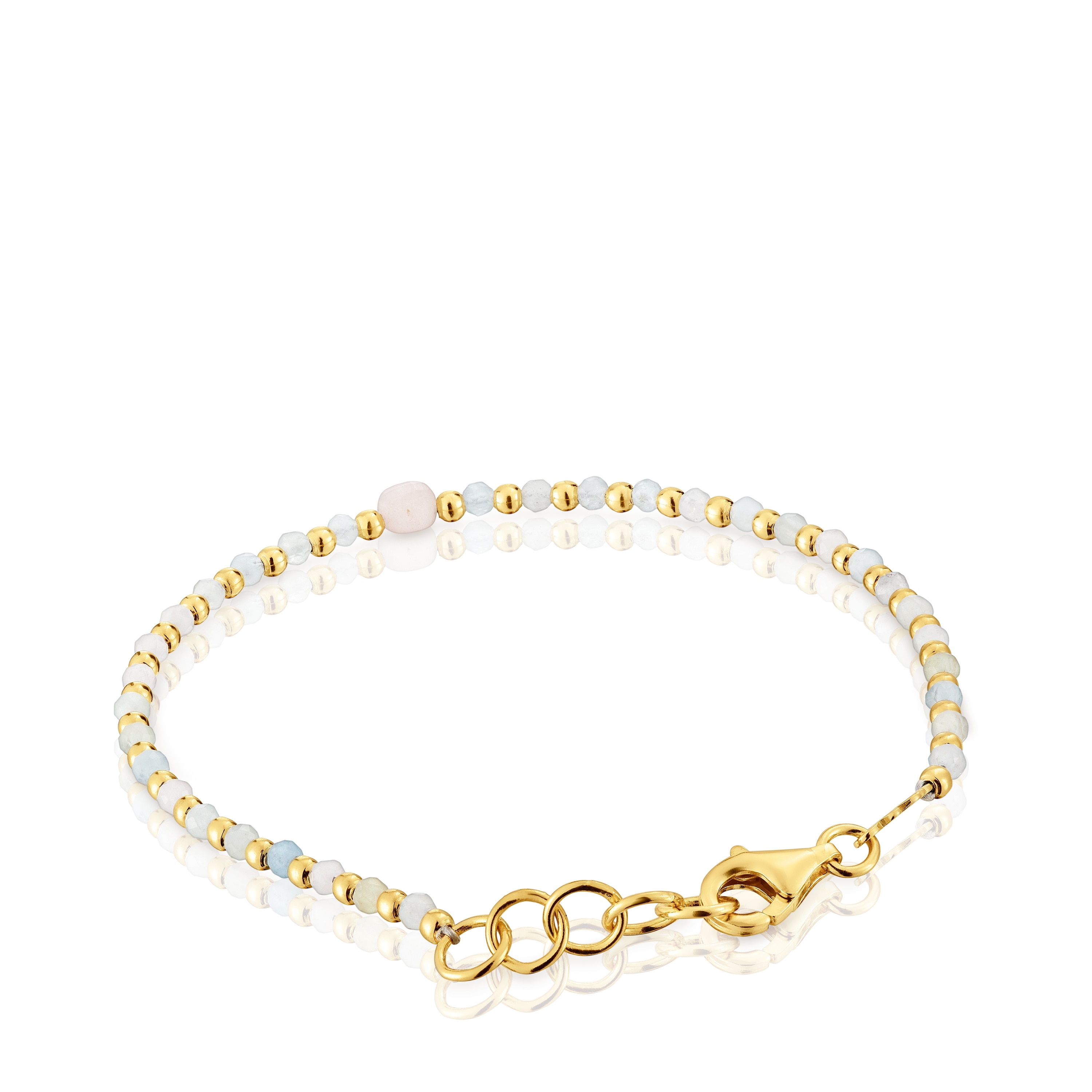 Ball Bracelet with 18kt gold plating over silver, beryllium and morganite Basic Colors