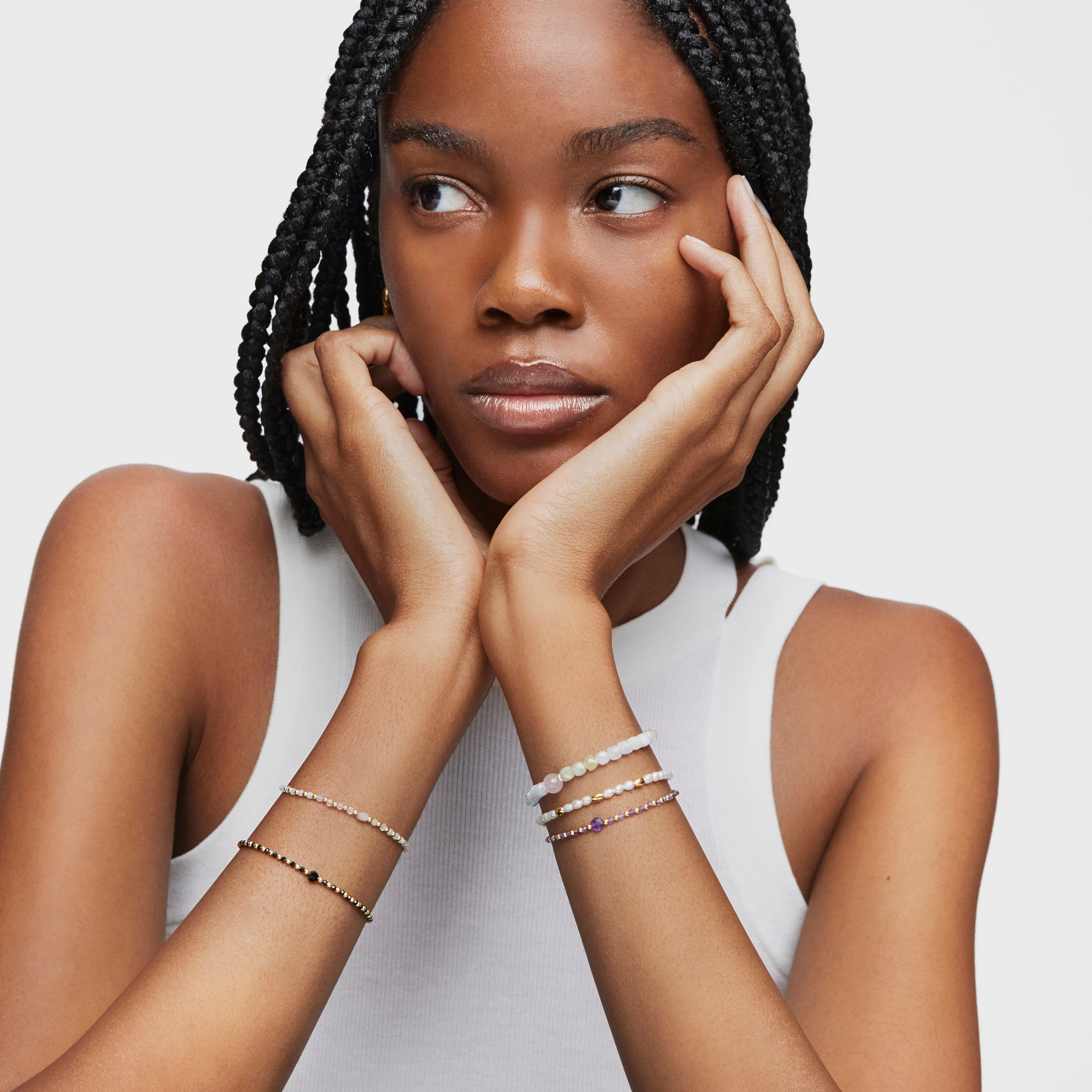 Ball Bracelet with 18kt gold plating over silver, beryllium and morganite Basic Colors