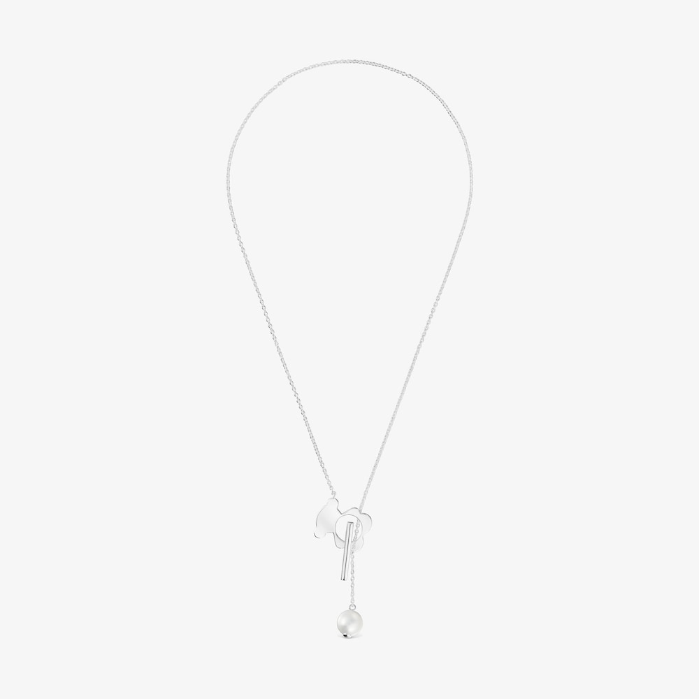 Kr&aacute;tky strieborn&yacute; N&aacute;hrdeln&iacute;k s medved&iacute;kom a kultivovan&yacute;mi perlami I-Bear