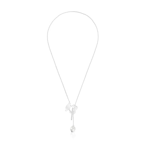 Collar corto oso de plata y perla cultivada I-Bear
