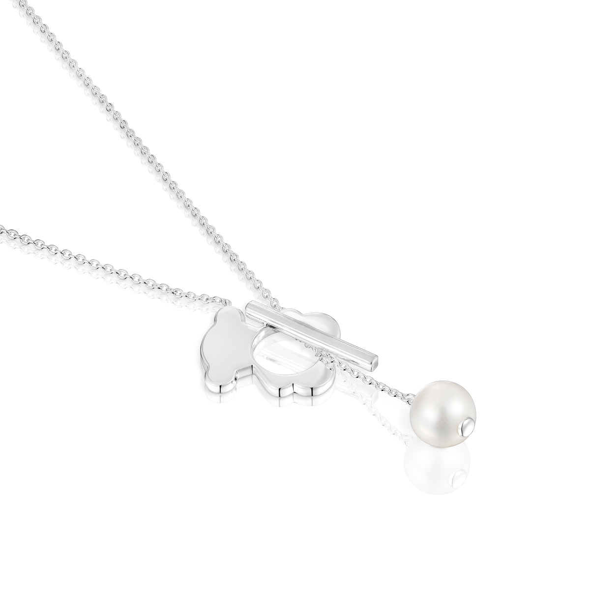 Collar corto oso de plata y perla cultivada I-Bear
