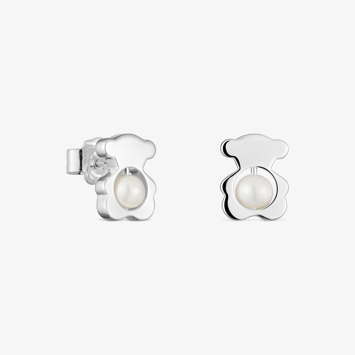 Tous - Pendientes Pequeños Oso De Plata Con Perlas Cultivadas 10 Mm I-Bear - Blanco