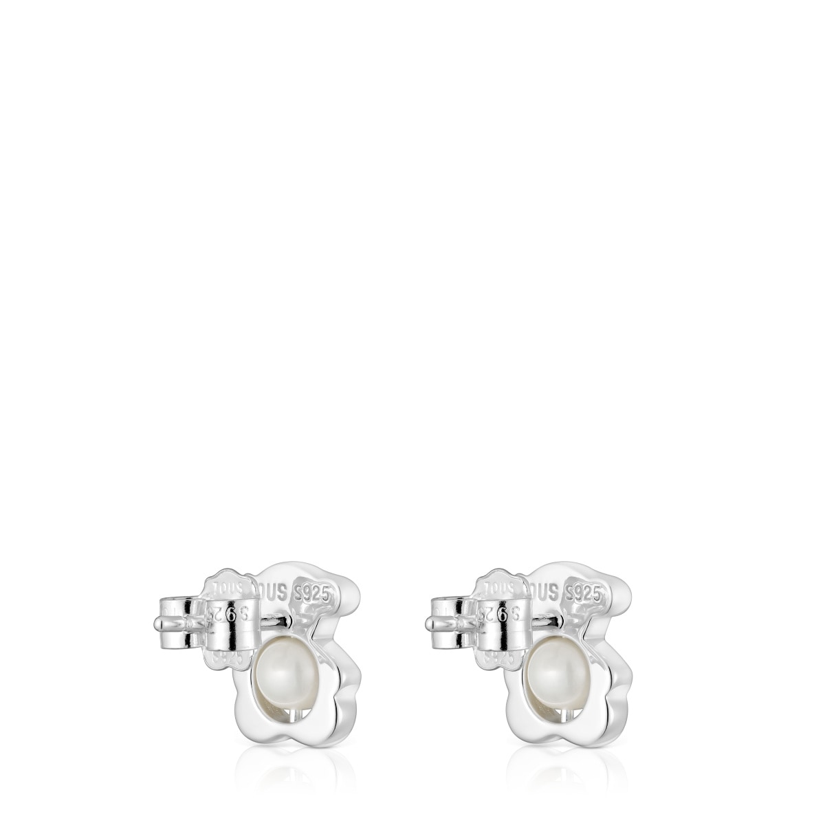 Small silver 10 mm bear Earrings with cultured pearls I-Bear