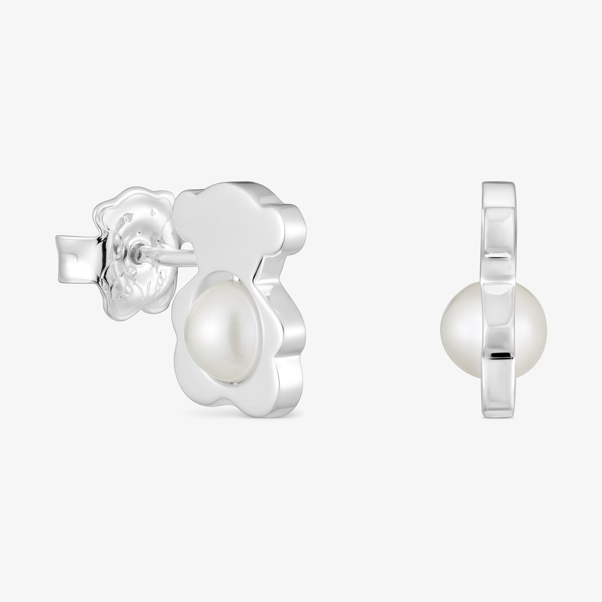 Tous - Pendientes Pequeños Oso De Plata Con Perlas Cultivadas 12 Mm I-Bear - Blanco