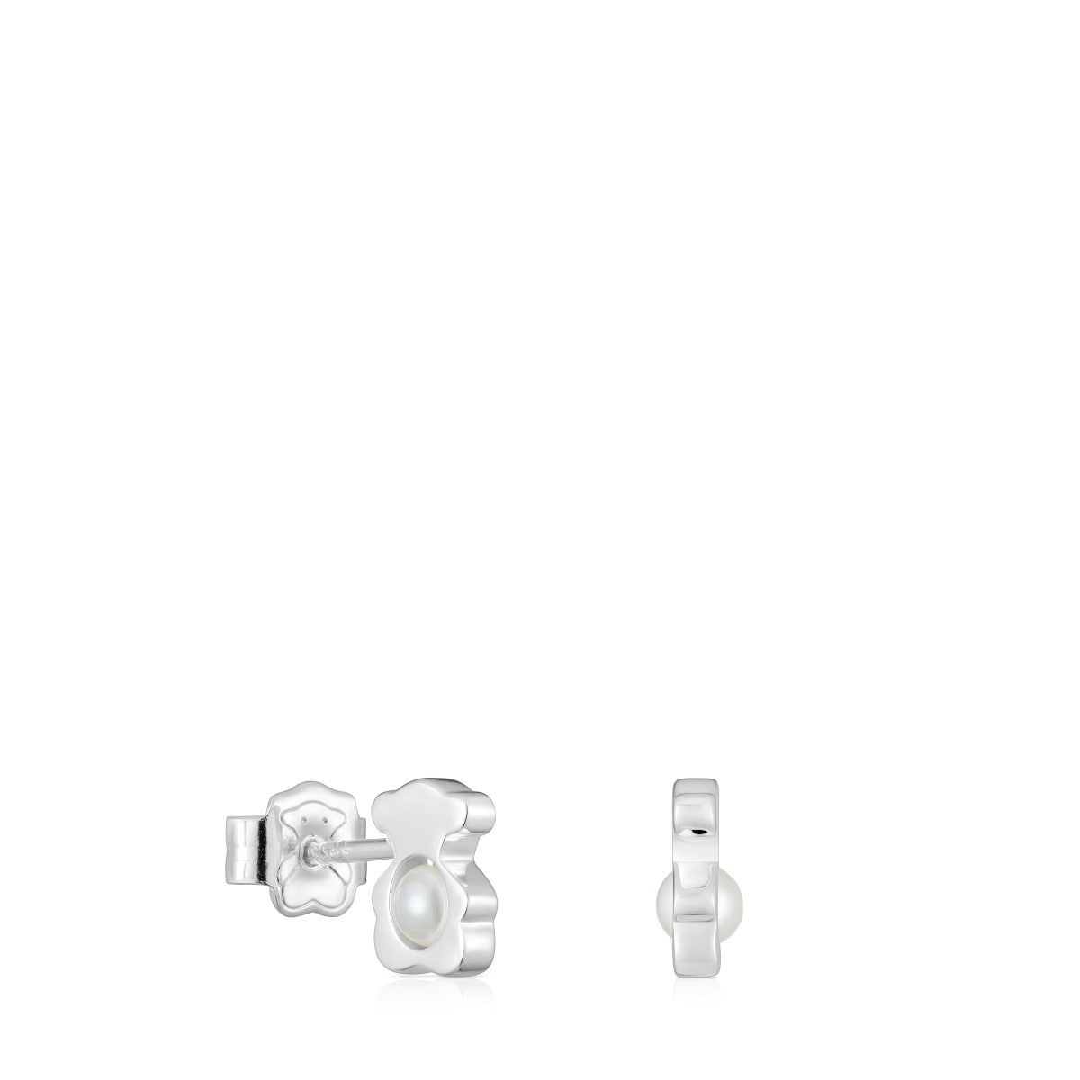 Pendientes pequeños oso de plata con perlas cultivadas 8 mm I-Bear