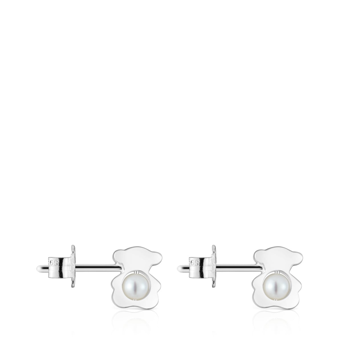 Pendientes pequeños oso de plata con perlas cultivadas 8 mm I-Bear