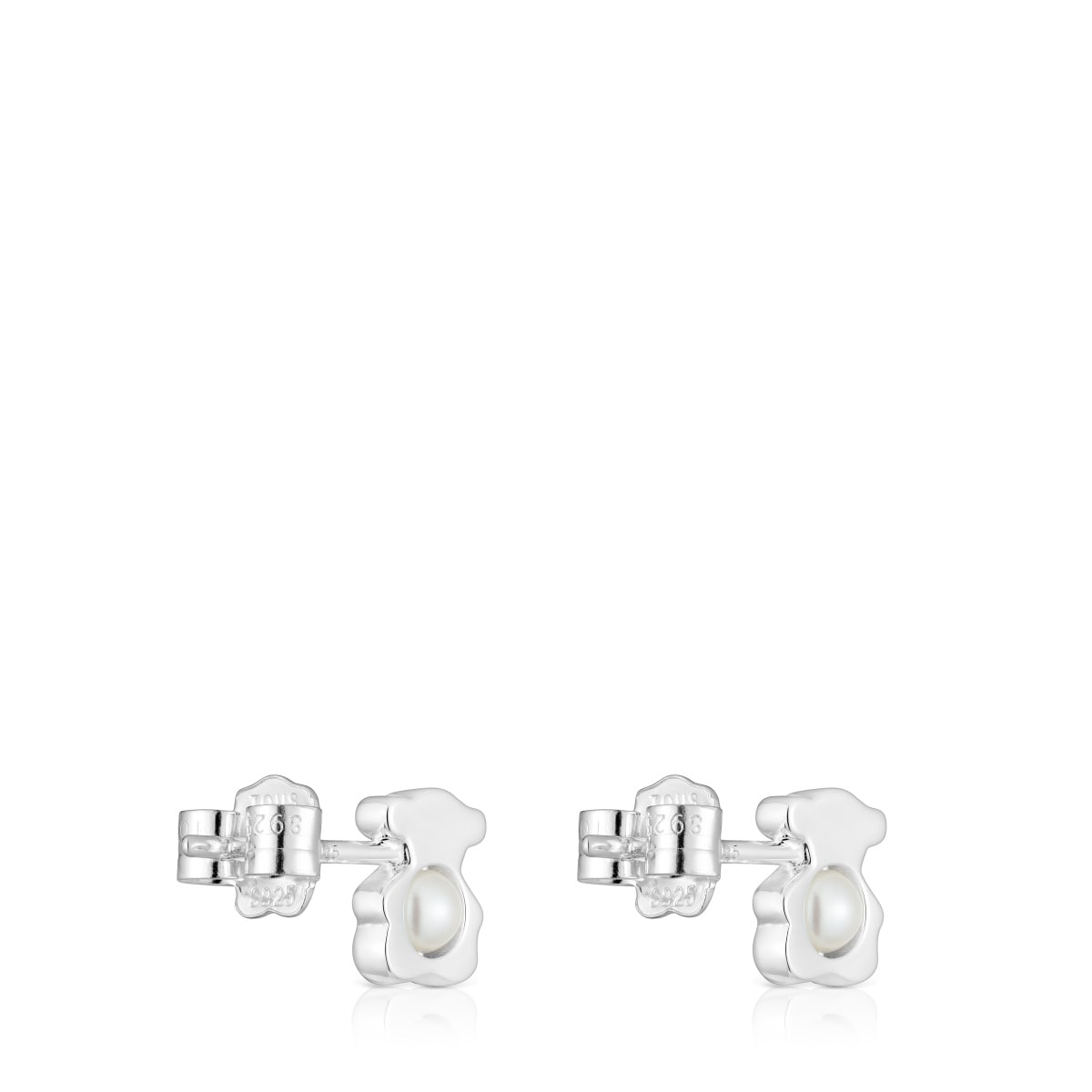 Pendientes pequeños oso de plata con perlas cultivadas 8 mm I-Bear