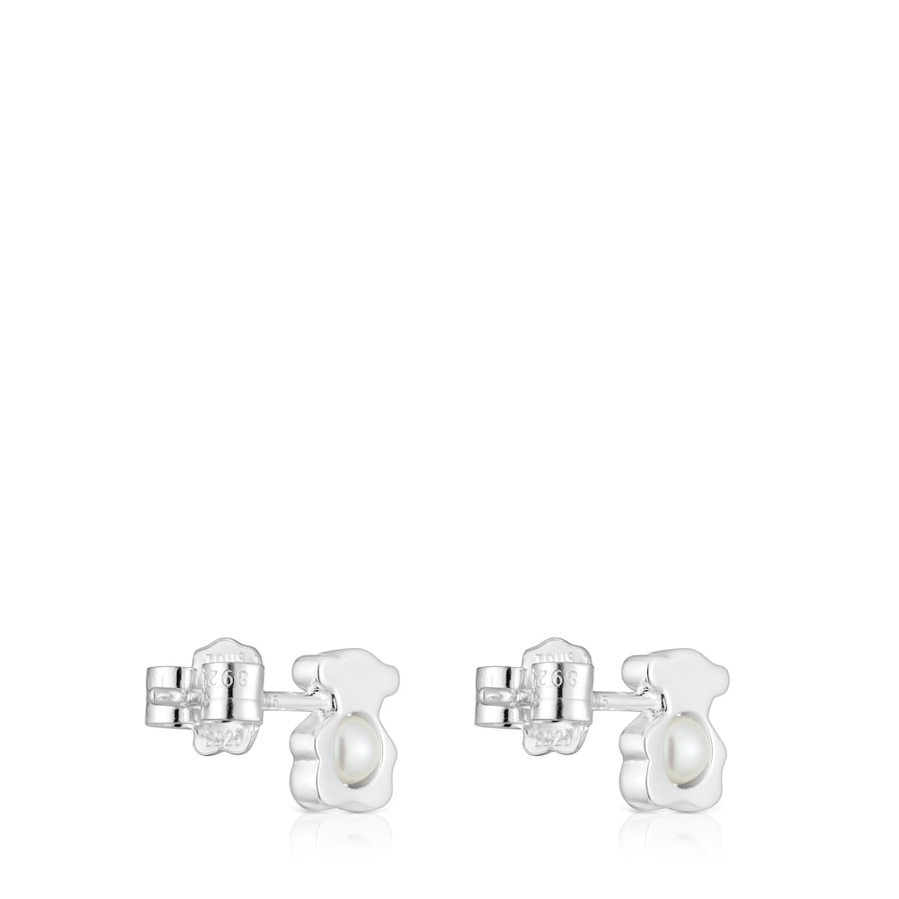 Pendientes pequeños oso de plata con perlas cultivadas 8 mm I-Bear Pendientes pequeños oso de plata con perlas cultivadas 8 mm I-Bear