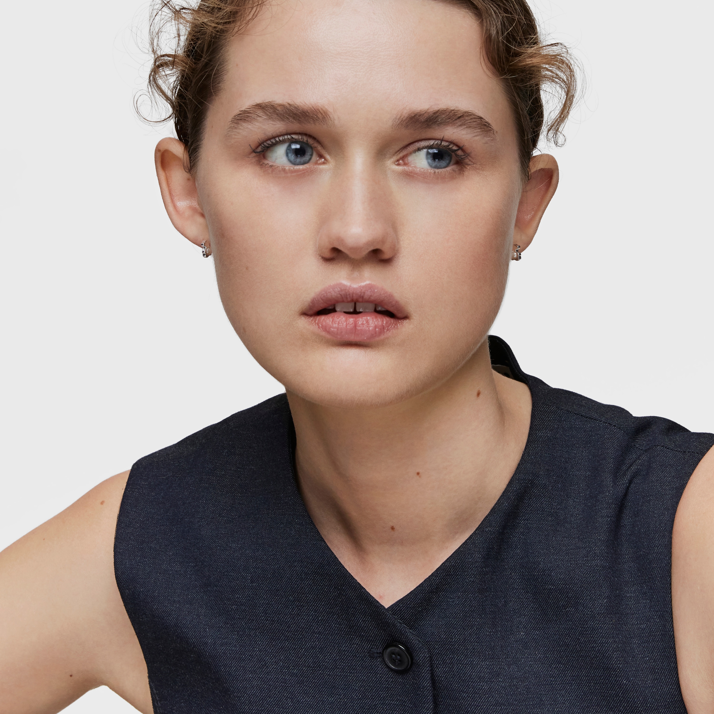 Small 8 mm silver bear Earrings with cultured pearls I-Bear