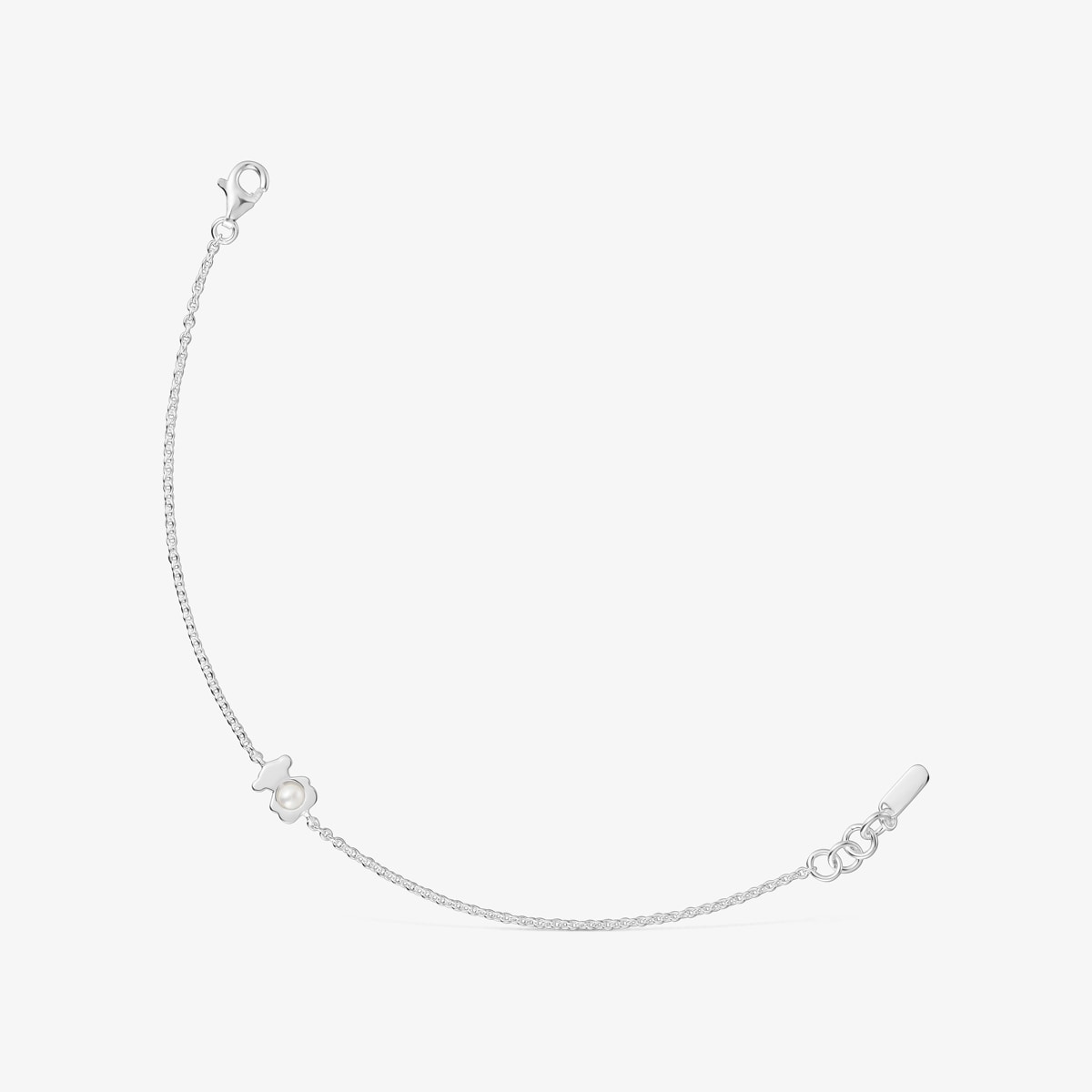Tous - Pulsera Cadena Con Oso De Plata Y Perla Cultivada I-Bear - Blanco