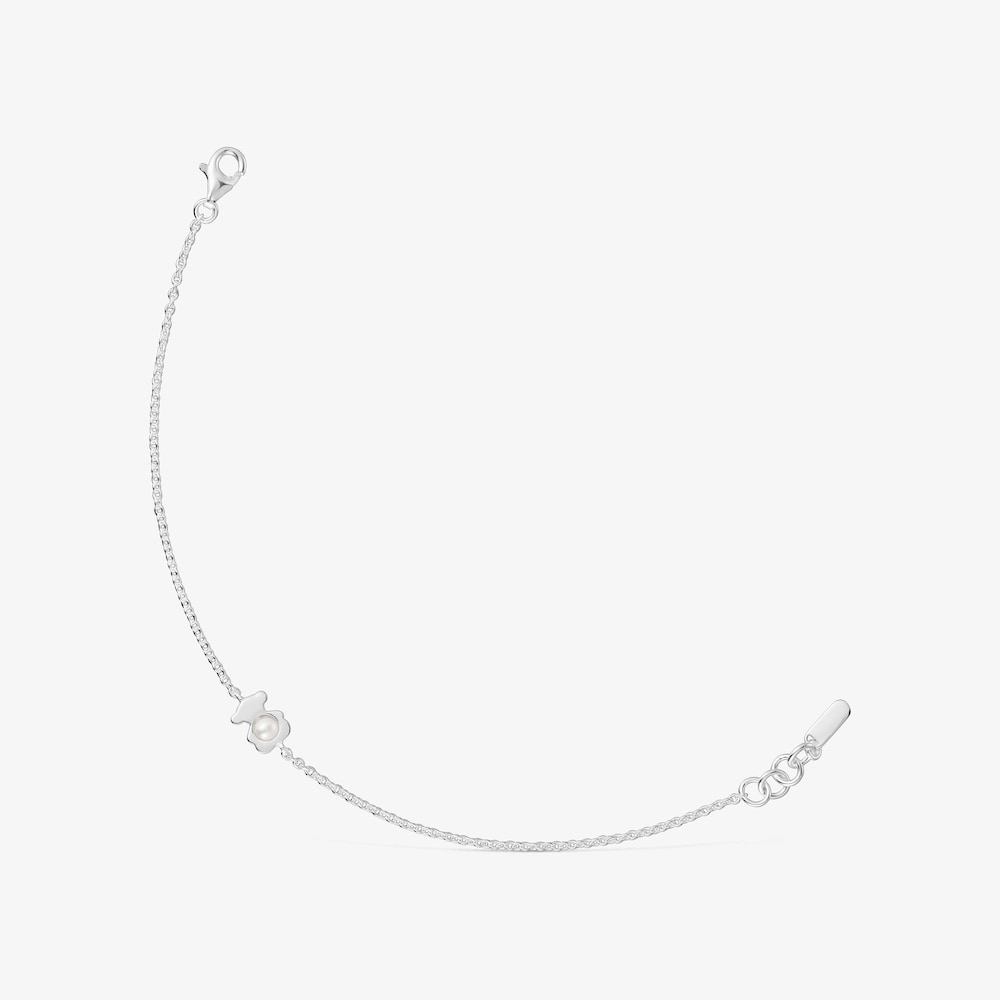 Strieborn&yacute; retiazkov&yacute; N&aacute;ramok s medved&iacute;kom a kultivovanou perlou I-Bear