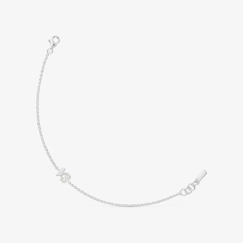 Bracelet cha&icirc;ne avec ourson argent et perle de culture I-Bear