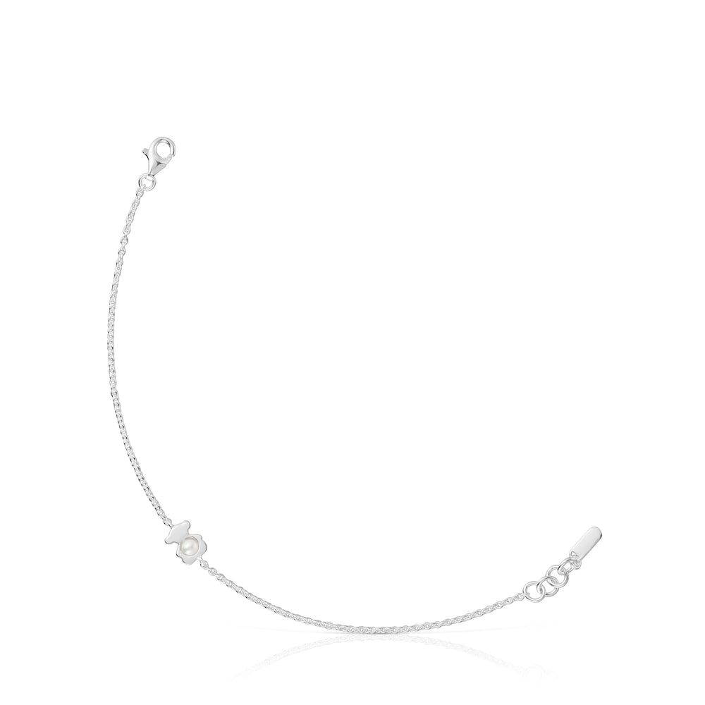 Pulsera cadena con oso de plata y perla cultivada I-Bear image number 0