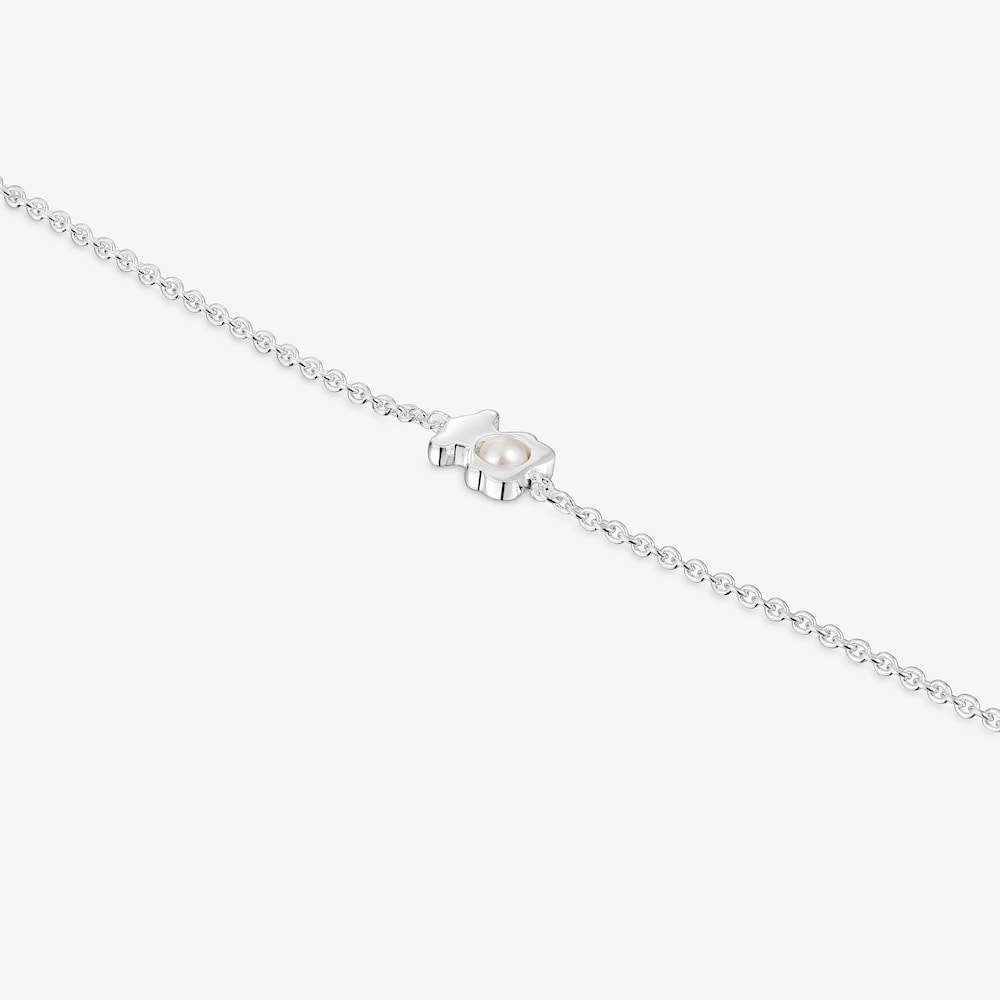 Strieborn&yacute; retiazkov&yacute; N&aacute;ramok s medved&iacute;kom a kultivovanou perlou I-Bear