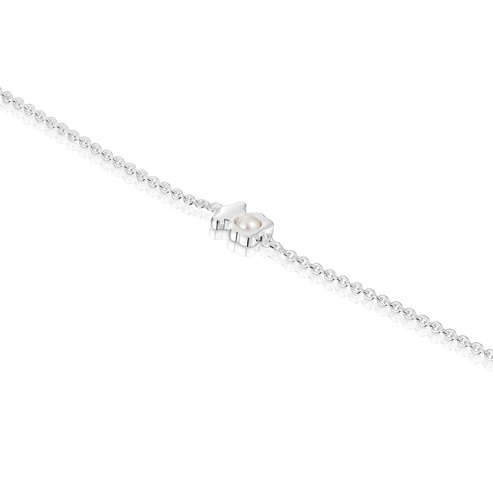 Pulsera cadena con oso de plata y perla cultivada I-Bear image number 2