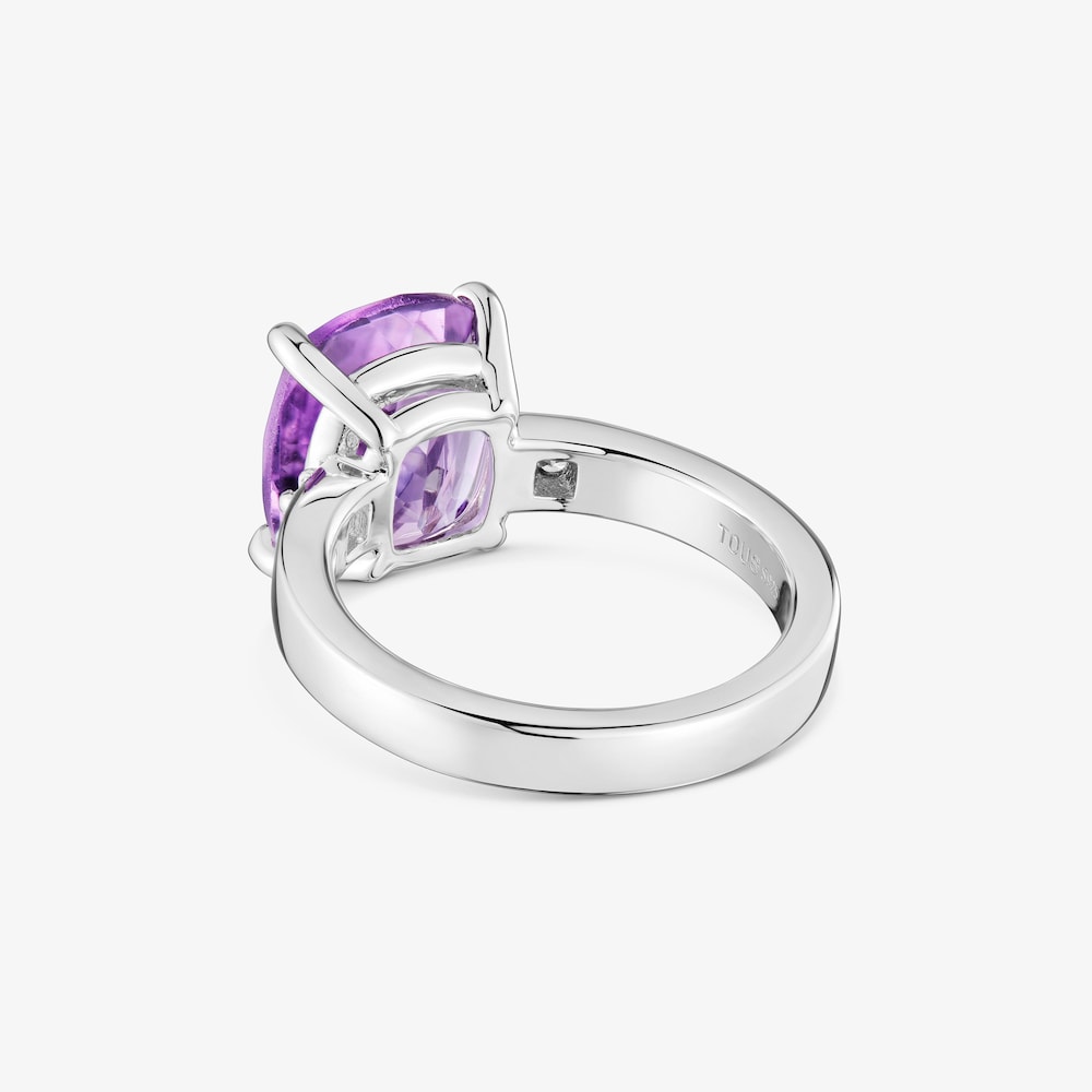 Pierścionek Basic Colors ze srebra z diamentami i ametystem