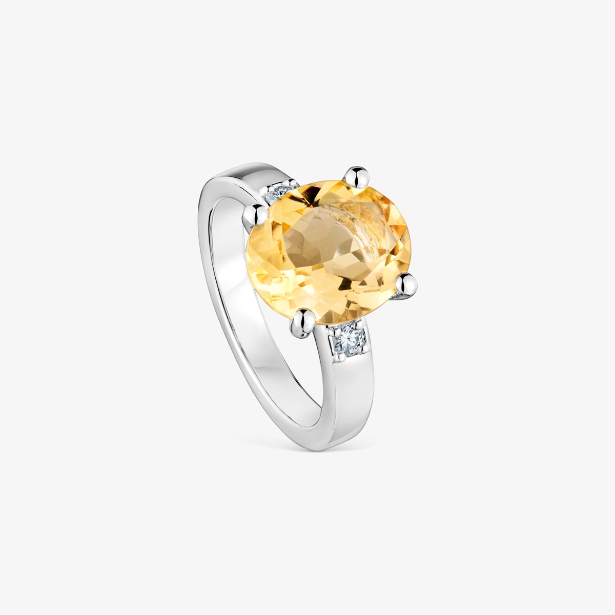 Tous - Anillo De Plata Con Diamante Y Citrino Basic Colors Talla 12