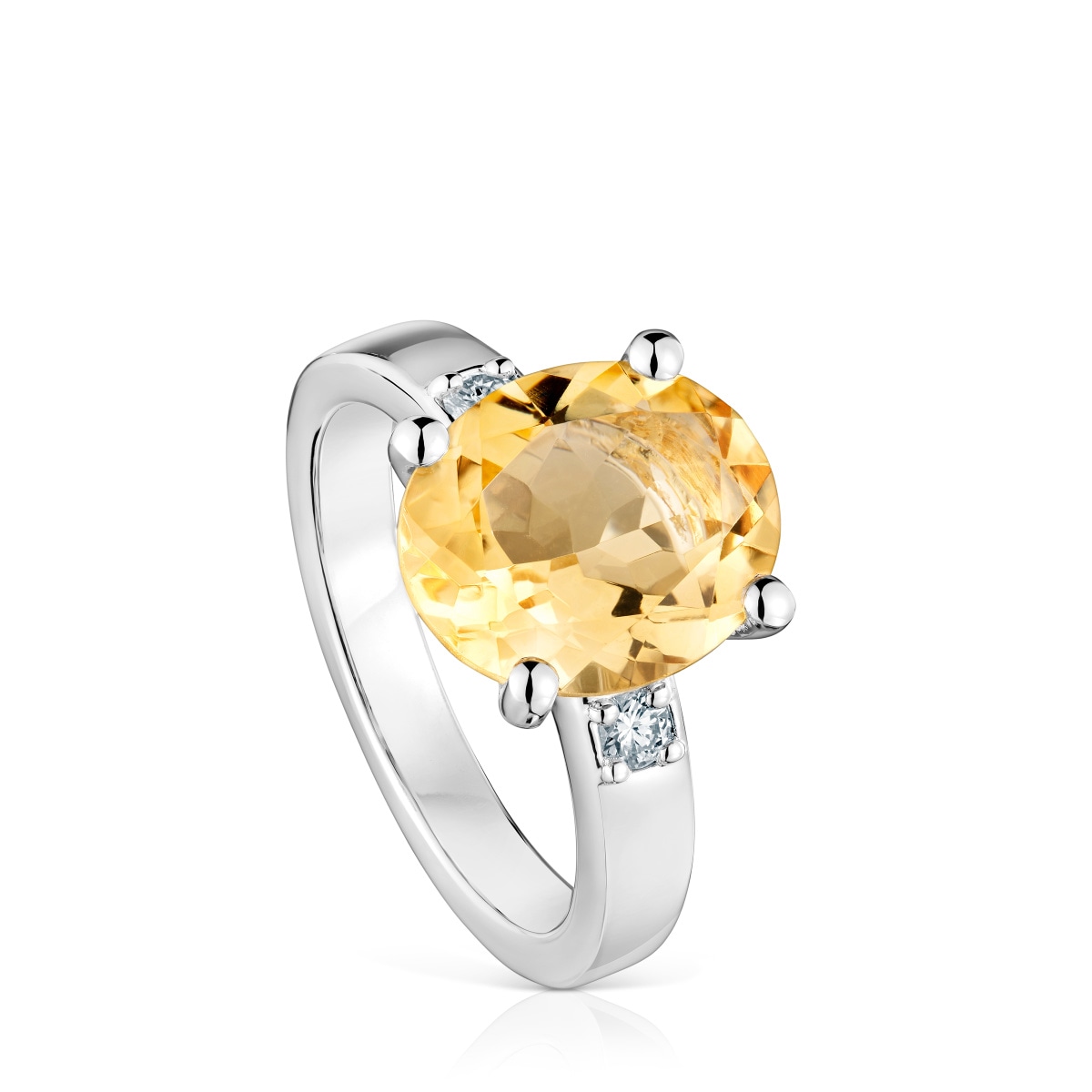 Tous - Anillo De Plata Con Diamante Y Citrino Basic Colors Talla 12