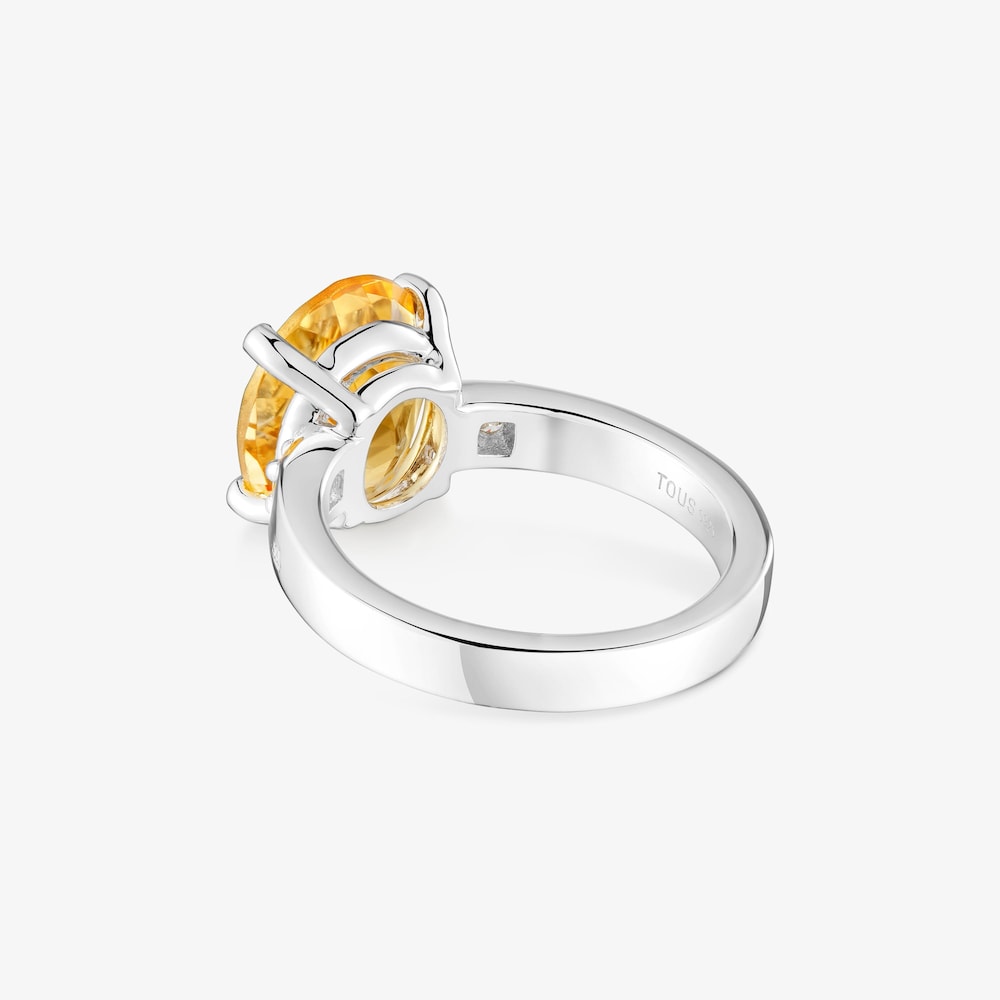 Anel em prata com diamante e citrino Basic Colors