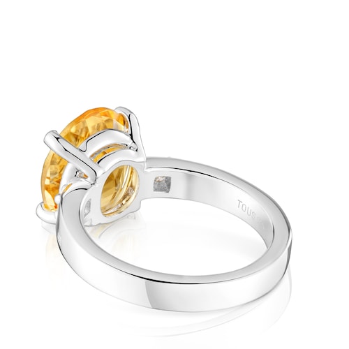 Anillo de plata con diamantes y citrino Basic Colors