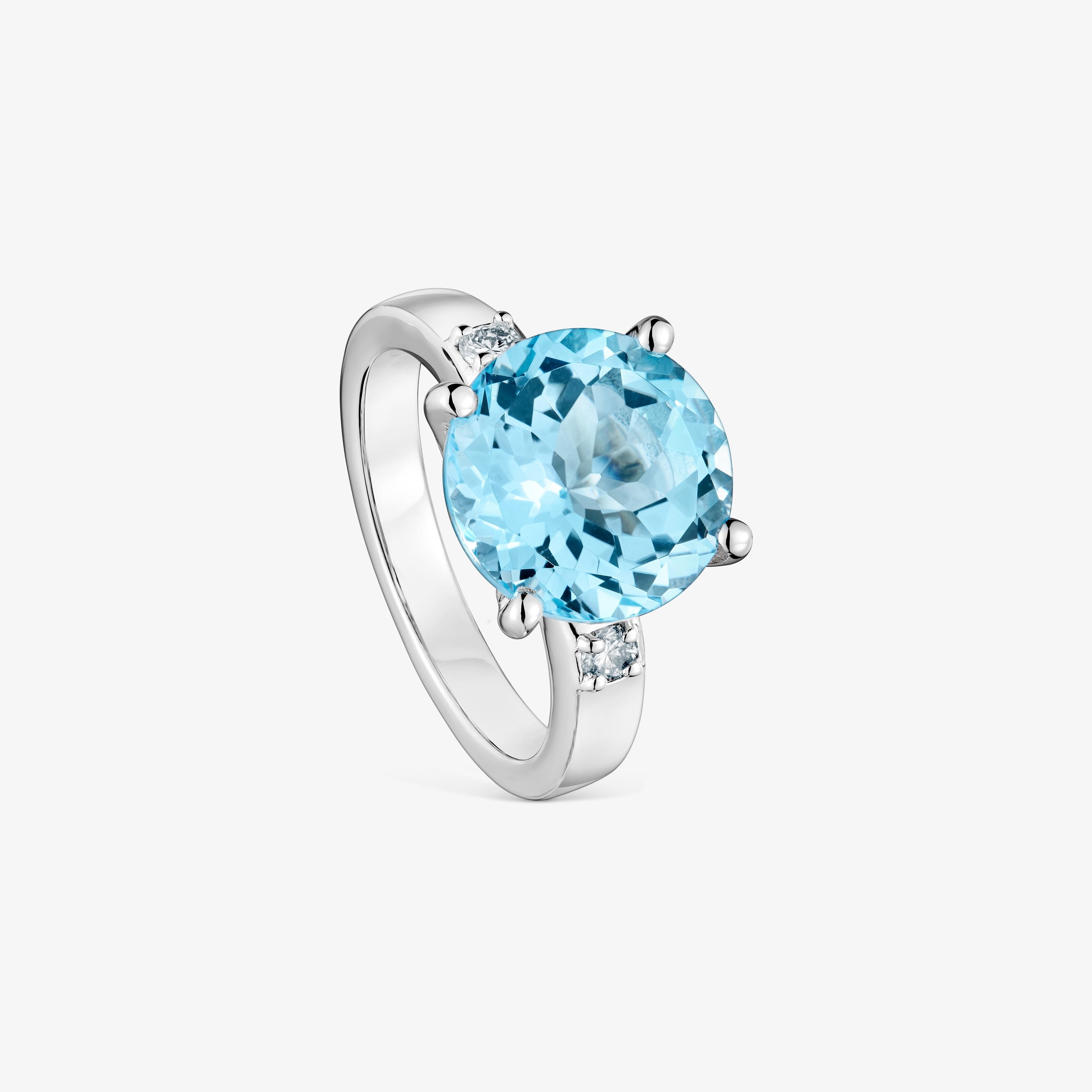 Basic Colors silver Ring with diamond and topaz