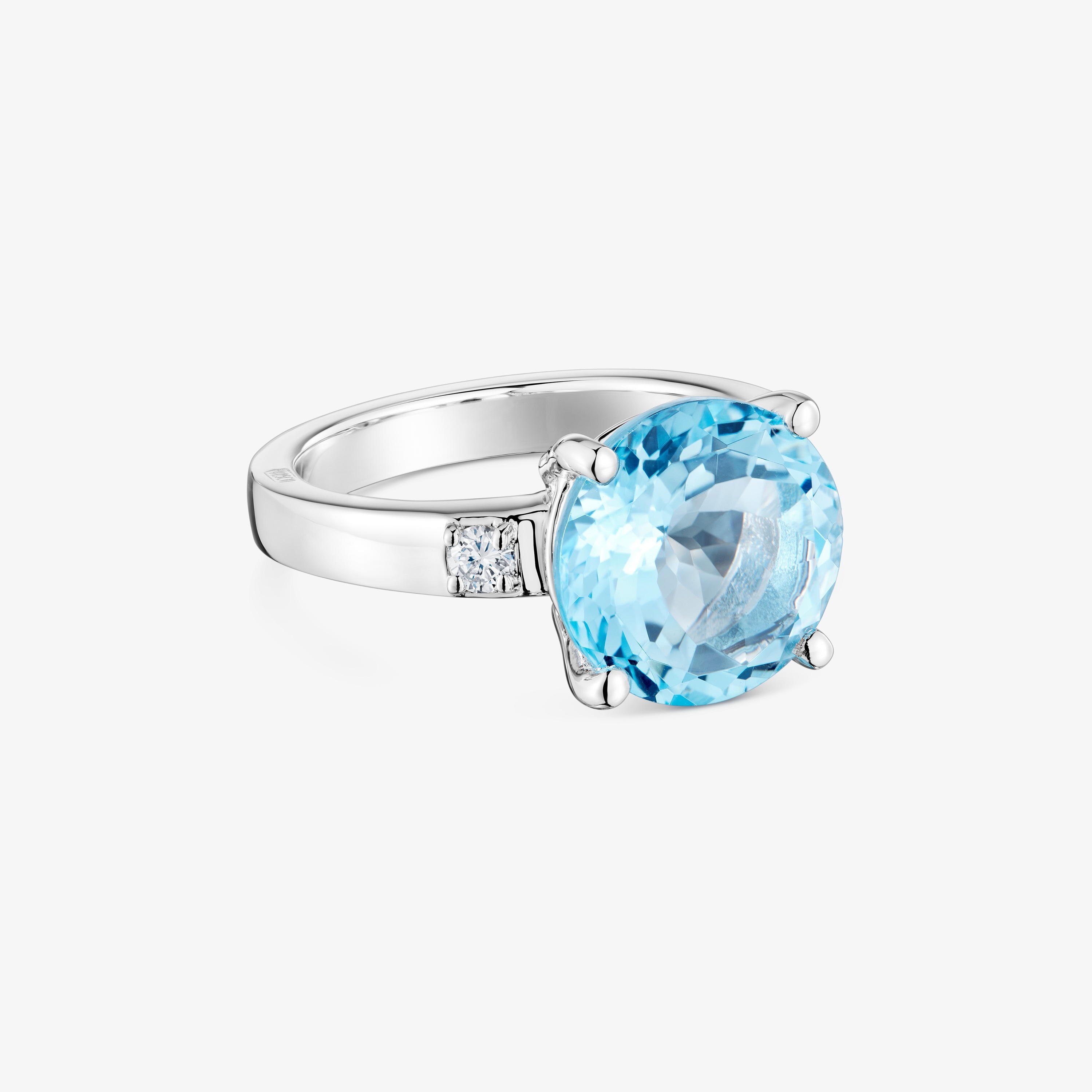 Basic Colors silver Ring with diamond and topaz