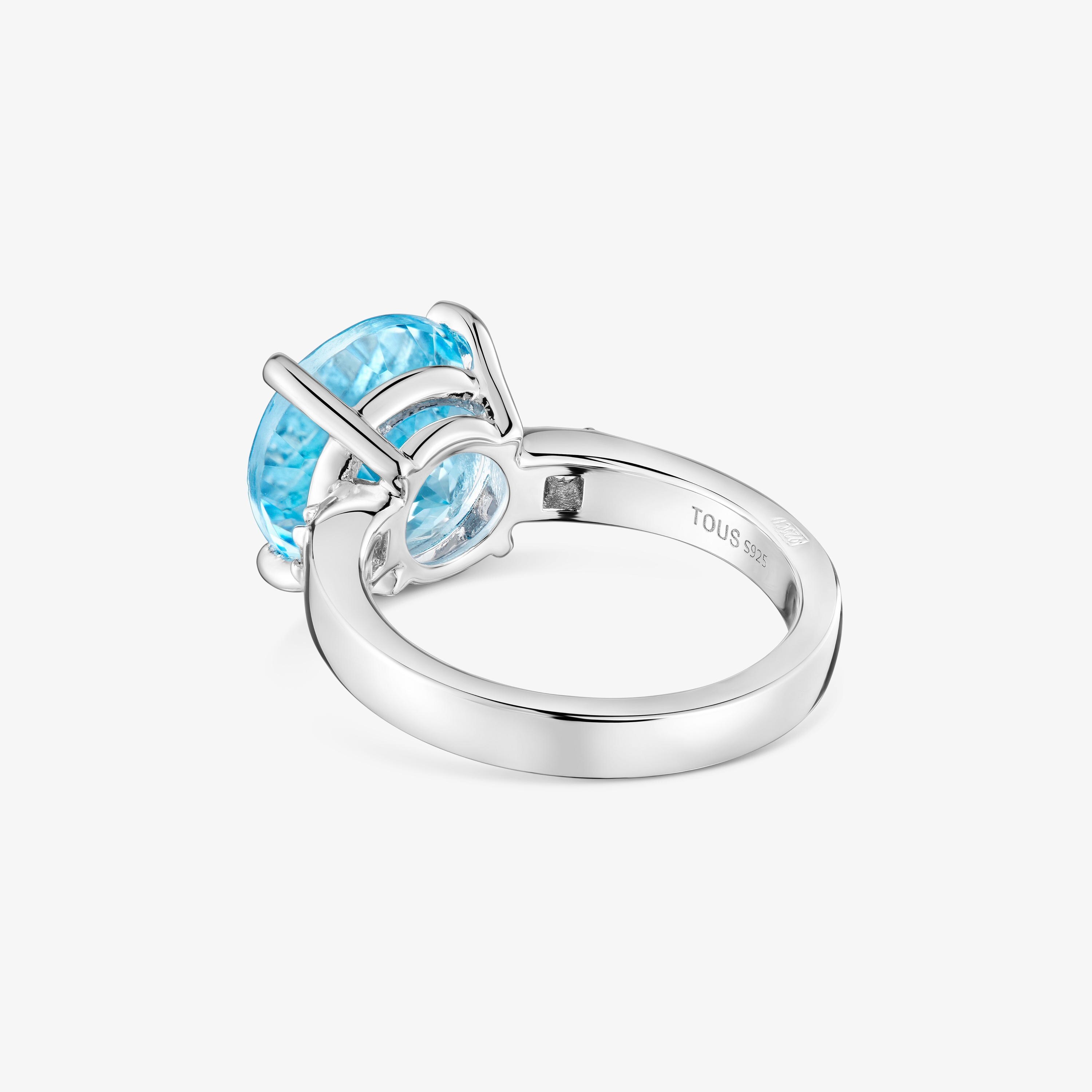 Basic Colors silver Ring with diamond and topaz