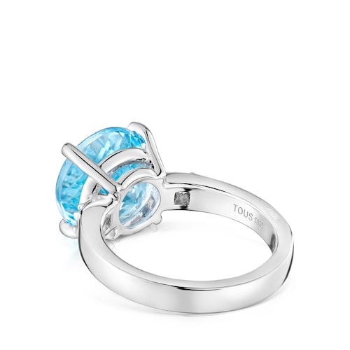Anillo de plata con diamantes y topacio Basic Colors